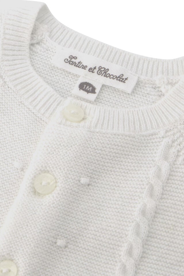 Düz Renk Triko Hırka Blanc - 6M