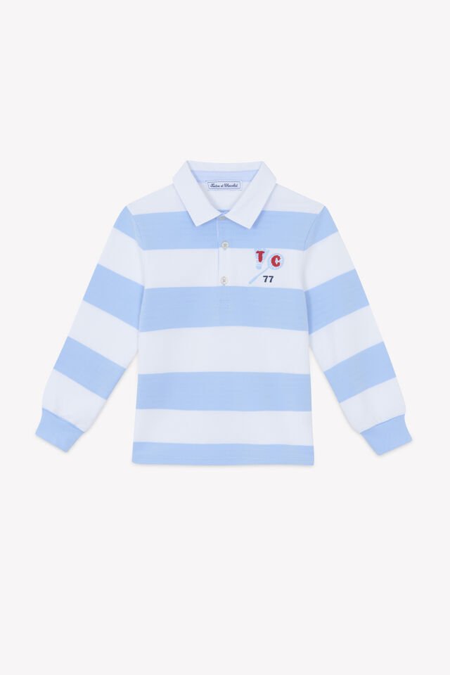 uzun kollu Polo T.Shirt Mavi - Nuage - Nuage chiné - 8Y