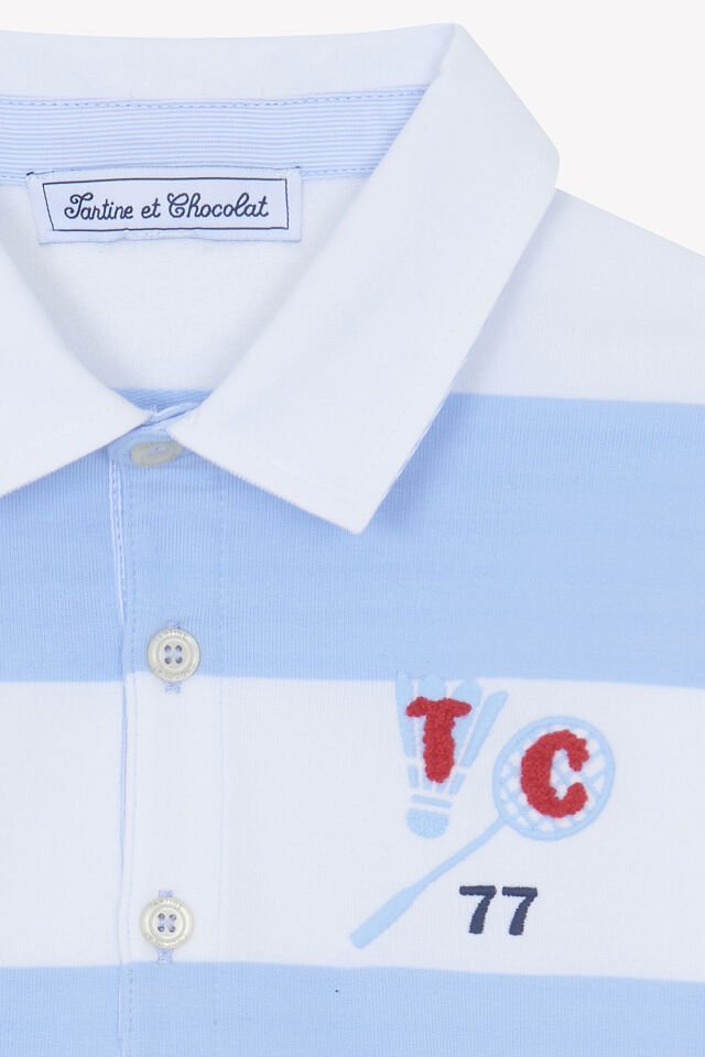 uzun kollu Polo T.Shirt Mavi - Nuage - Nuage chiné - 8Y