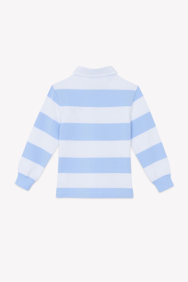 uzun kollu Polo T.Shirt Mavi - Nuage - Nuage chiné - 8Y