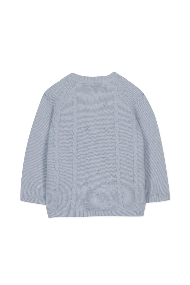 Düz Renk Triko Hırka Mavi - 3M