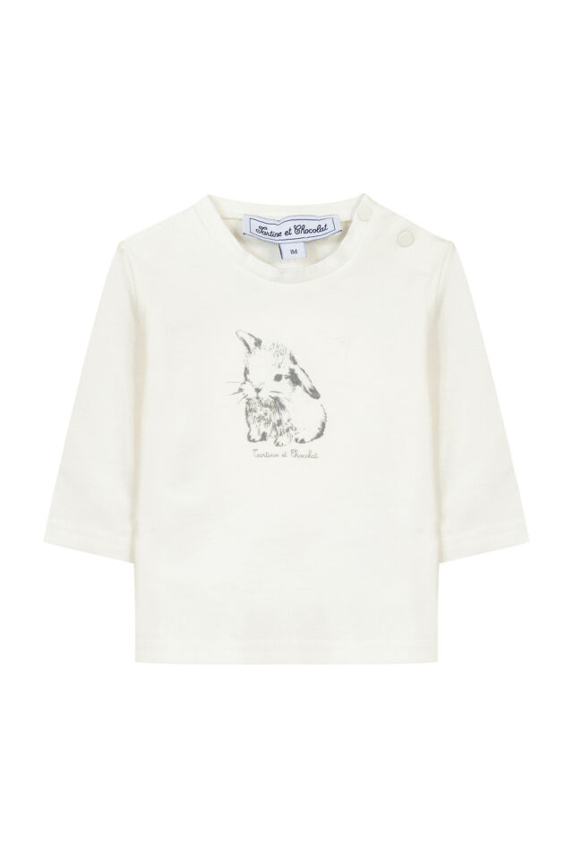 TAVŞAN BASKILI  T-SHIRT Açık gri melanj - 9M