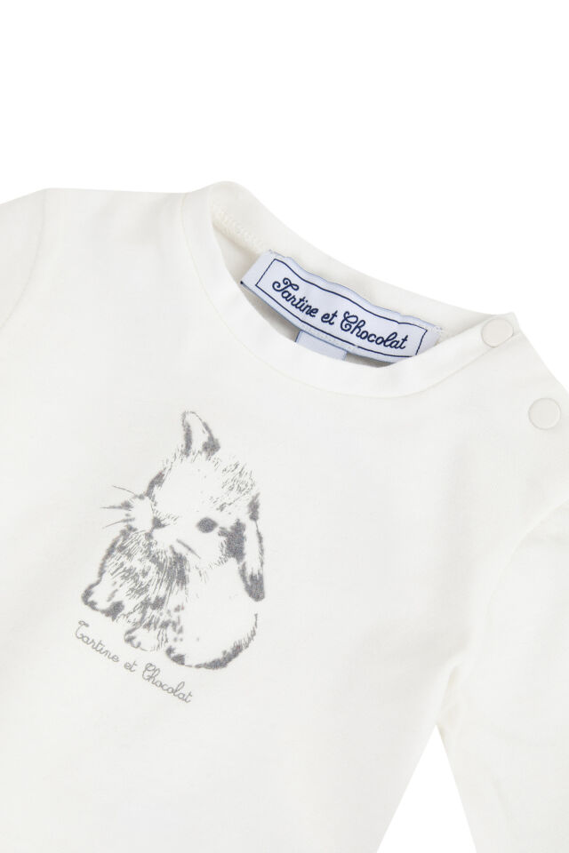TAVŞAN BASKILI  T-SHIRT Açık gri melanj - 9M