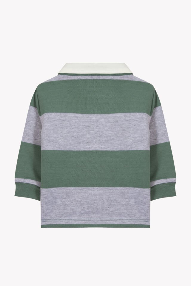 uzun kollu Polo T.Shirt Mavi - Nuage - Nuage chiné - 4Y